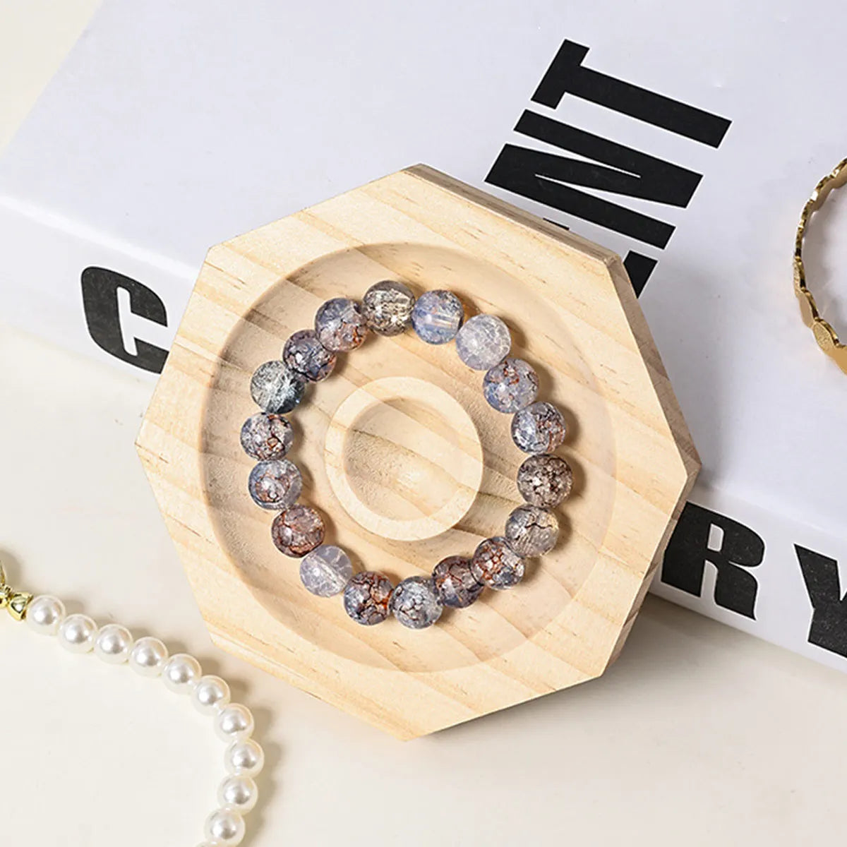 Wooden Jewelry Display Tray Bracelet Bead Decoration Rack Handicraft