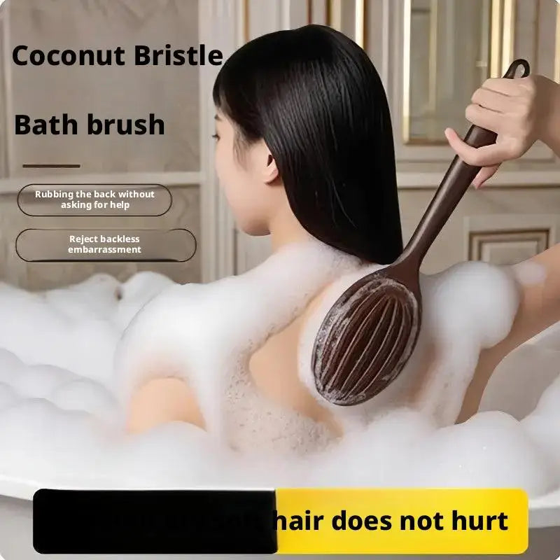 Long Handle Back Scrubber – Natural Coconut Bristle Shower Brush
