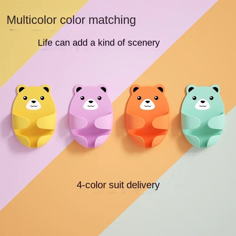 Bear Shaped Adhesive Wall Hooks – No-Drill Plug & Cord Organizer