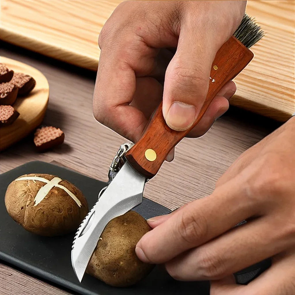 EDC Folding Pocket Knife – Wood Handle & Stainless Steel