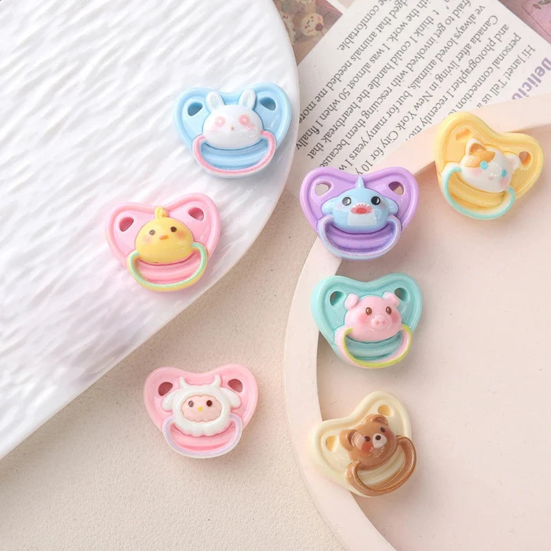 10 Pcs Mini Resin Dollhouse Pacifiers – Animal Doll Accessories