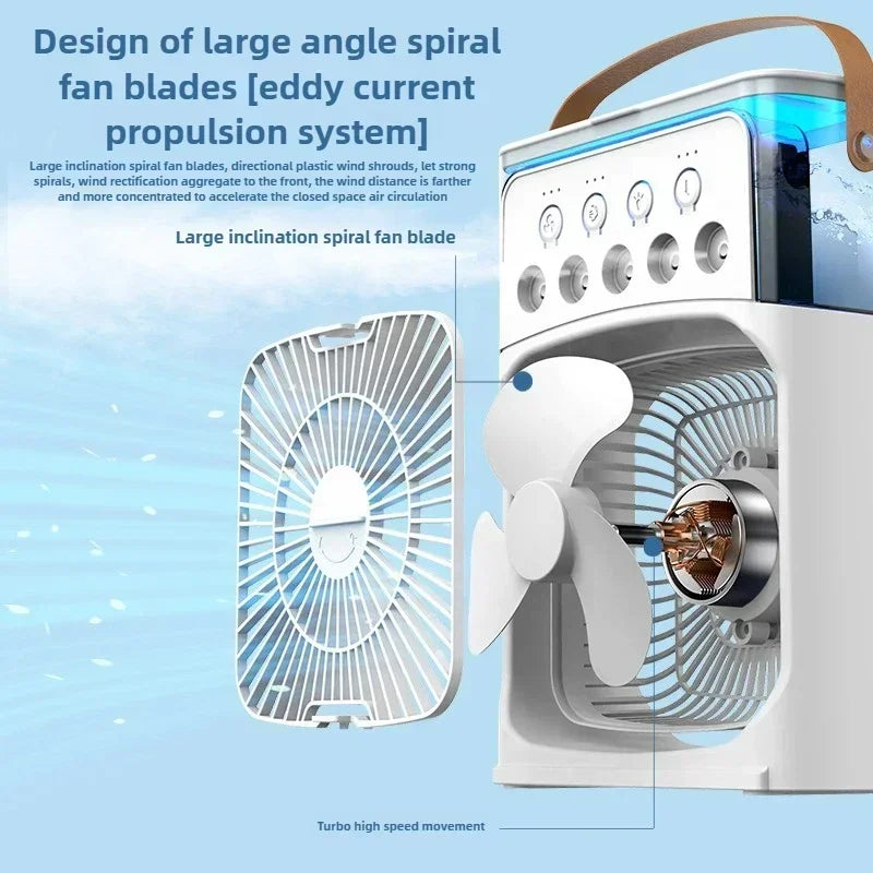 URGGU 5-Hole Misting Spray Fan – Quiet Rechargeable Desk Fan