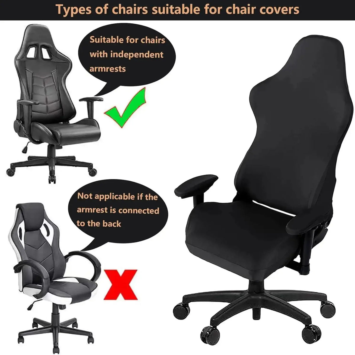 Gaming Chair Cover Set 4pc – Seat, Back & Armrest Covers