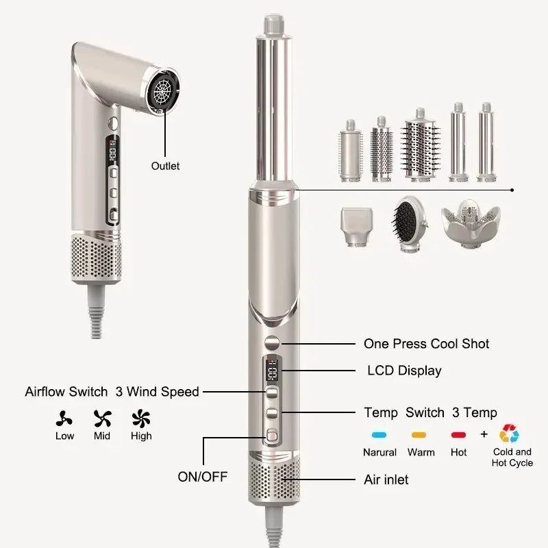 URGGU 8-in-1 Ionic Brushless Hair Dryer & Hot Air Styler