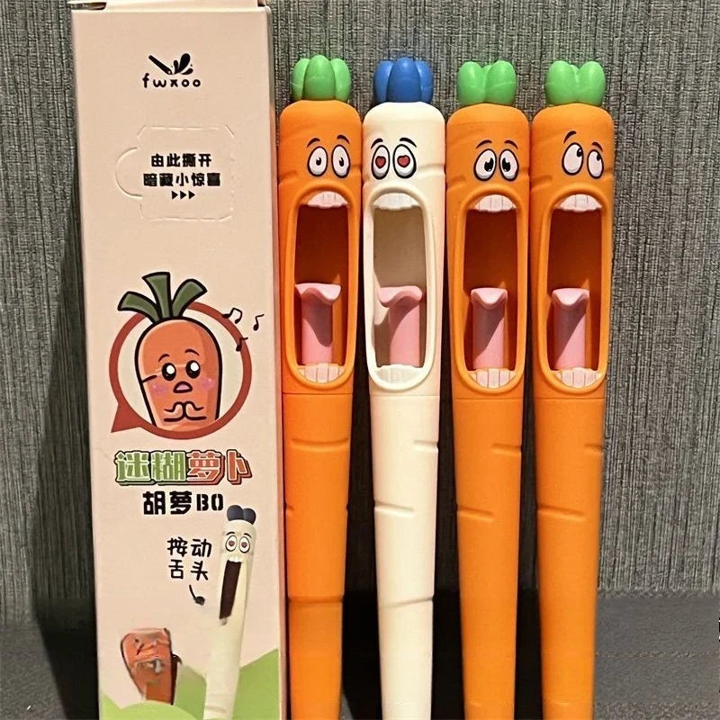Kawaii Neutral Pen Cartoon Creative Carrot Shape Press School Student