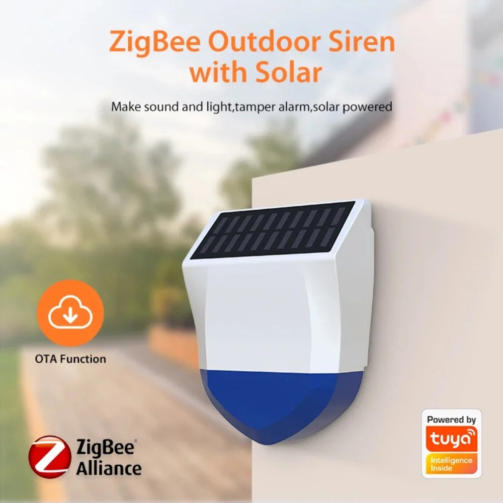 Tuya Smart Zigbee Wifi Siren Alarm Waterproof Outdoor Solar USB Power