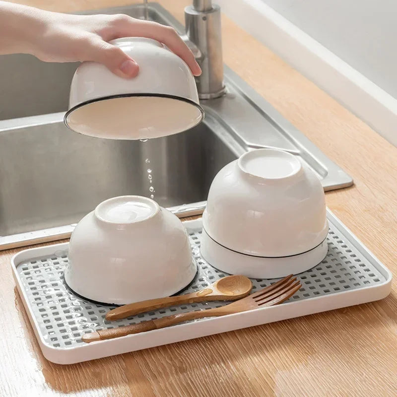 Rectangular Kitchen Drain Tray – Bowl, Fruit & Cup Organizer