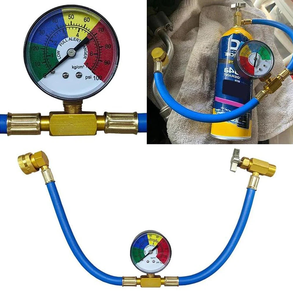 R134A Refrigerant Charge Hose Kit with Pressure Gauge