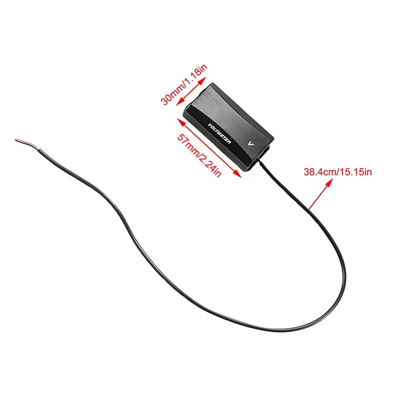Car Audio Gauge LED Display 12V Meter Waterproof Voltage DC 12-60V