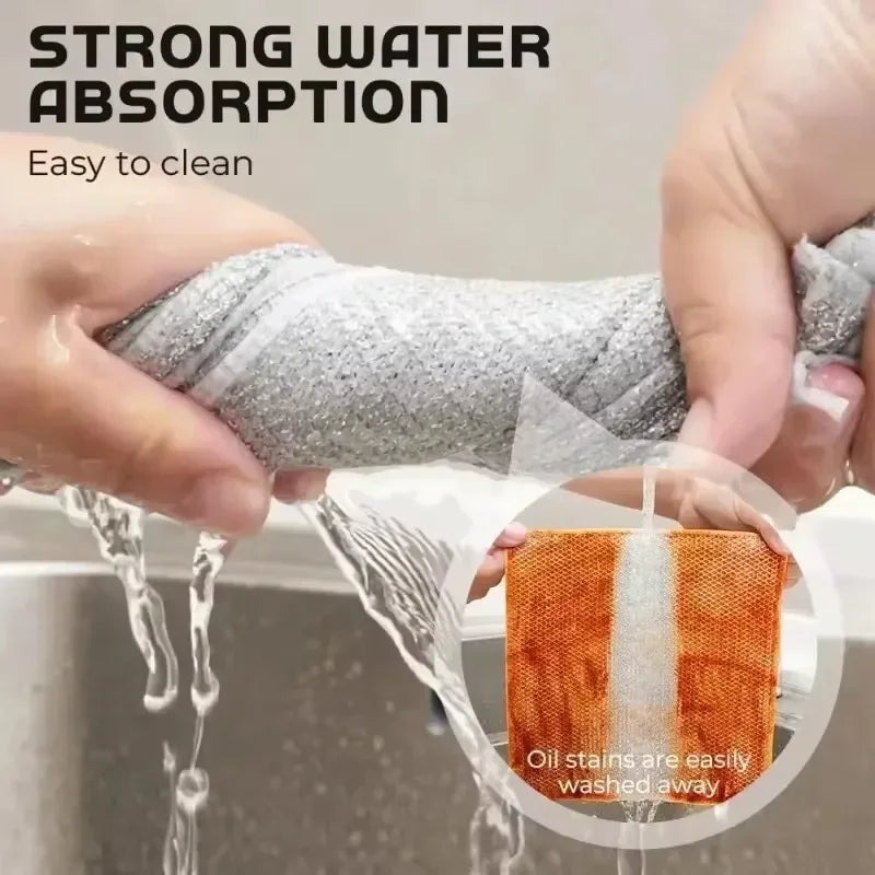 Silver Fabric Dish Cloths – Non-Stick Oil Removal Kitchen Rags