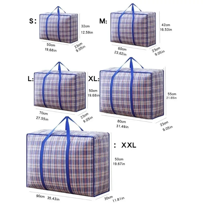 Foldable Large Capacity Woven Moving & Storage Bag – Blue