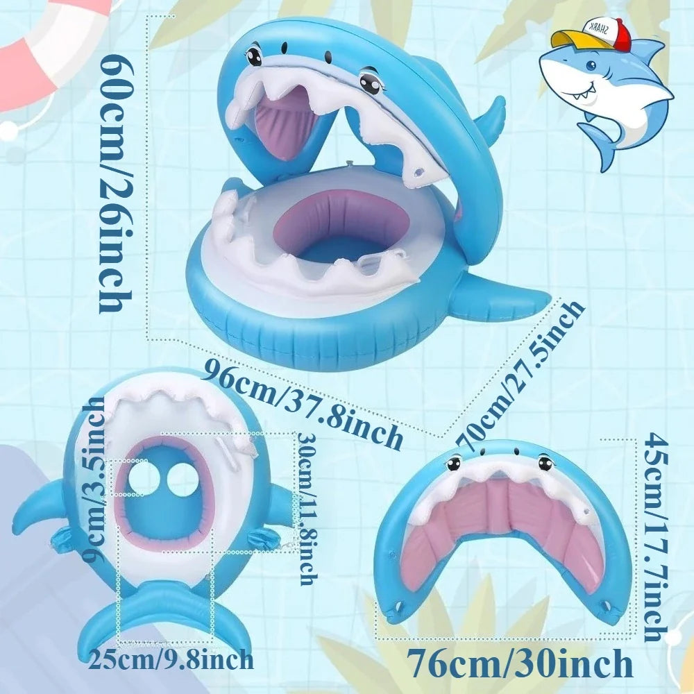 Shark Baby Pool Float with Canopy – Infant Toddler Swim Ring