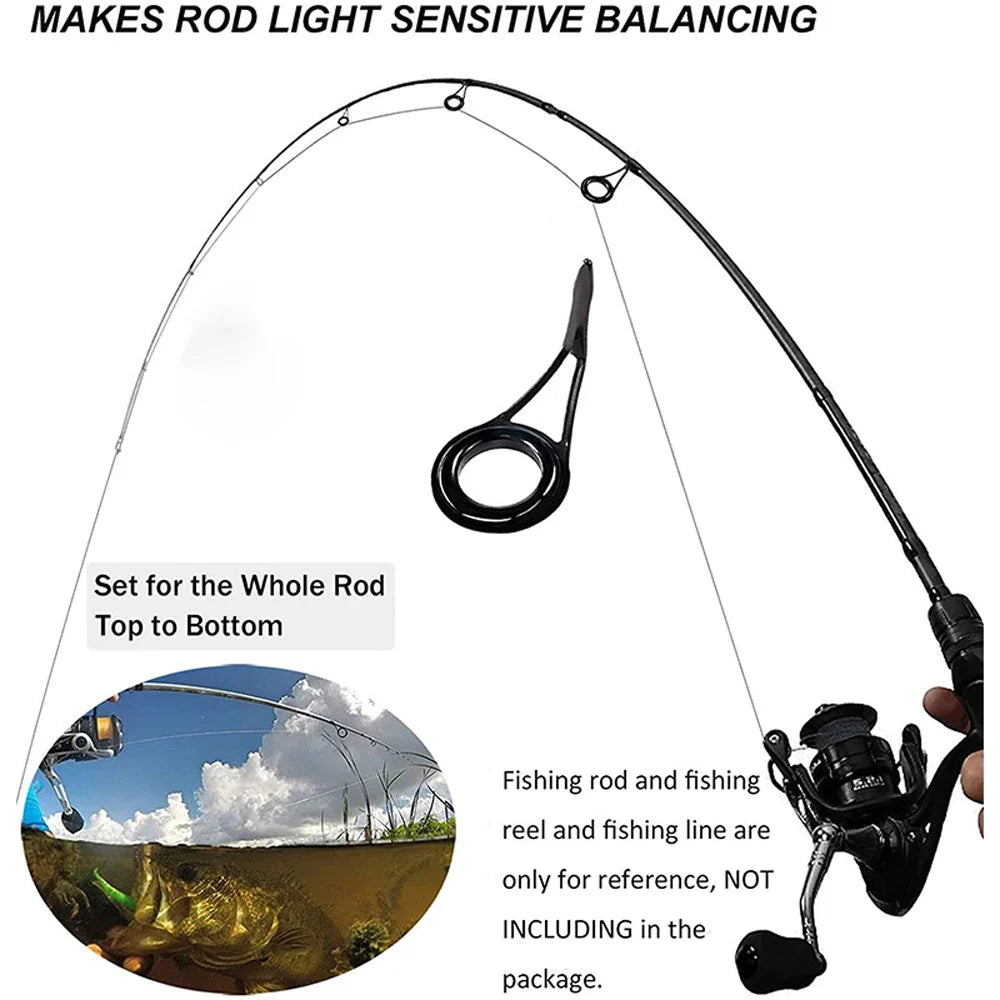 Stainless Steel Fishing Rod Guide Rings – 8 Sizes (6#–30#)