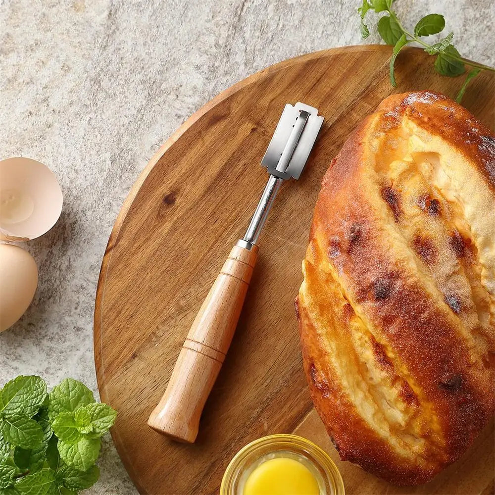 5-Piece Bread Baking Tool Set – Stainless Steel & Wood Handle