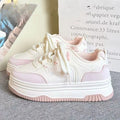 Women's Lace-Up Vulcanized Flat Sneakers | Mixed Color Casual