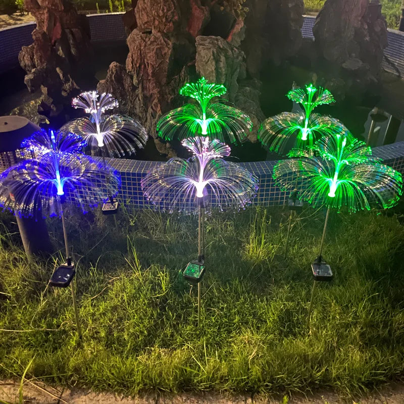 Solar LED Optical Fiber Lamp Jellyfish Five-pointed Star Outdoor