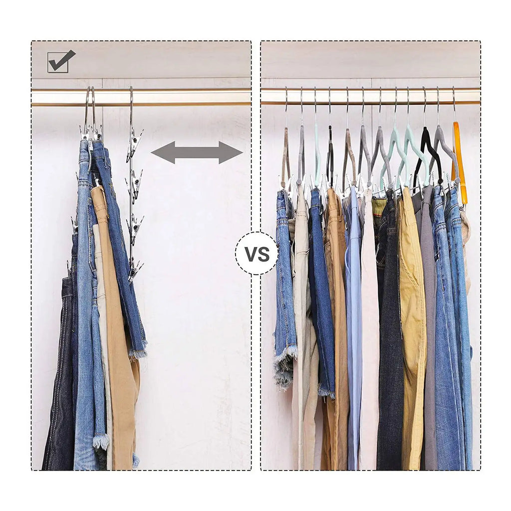 A36T-4 Tier Pants Hangers Metal Skirt Clips Trouser Hanger Slacks