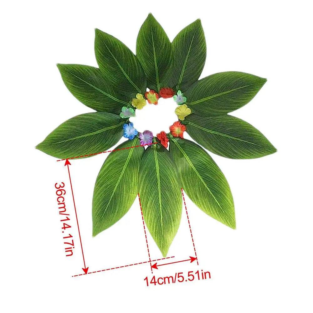 Hawaiian Grass Skirt with Flowers & Wreath Set | Party Costume