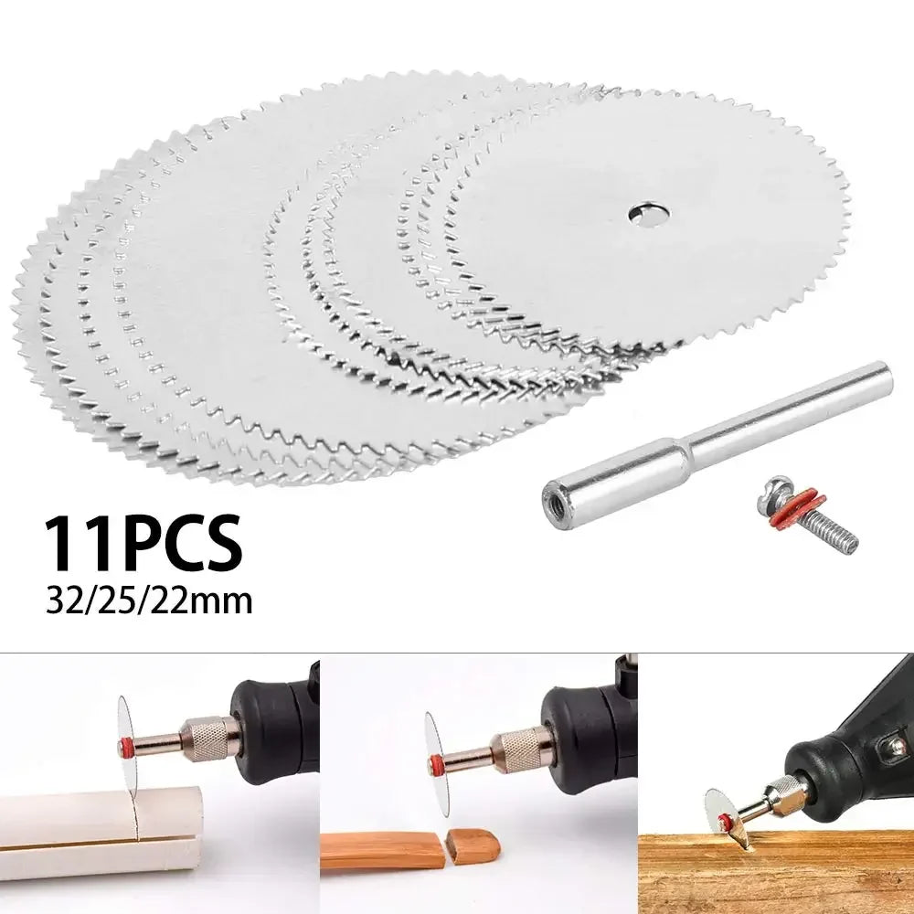 11-Piece Mini Circular Saw Blade Set for Rotary Tools