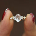 Huitan Oval Opal CZ Ring – Gold Bridal Wedding Band for Women