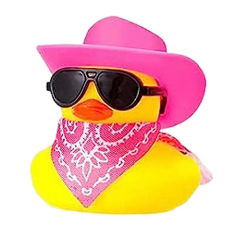 Car Rubber Duck Cowboy Cool Dashboard Ornament Sunglass Toy