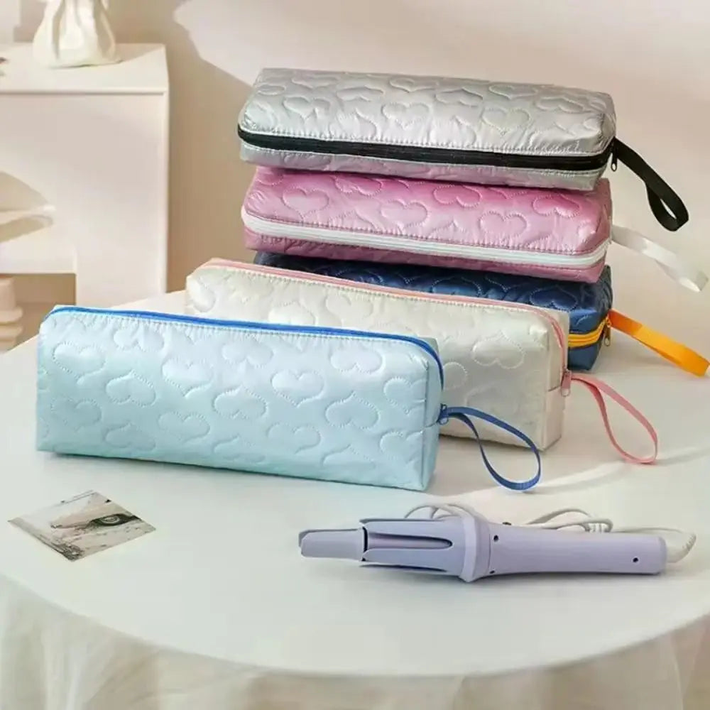 Heart-Shaped Hair Dryer & Curler Storage Bag | PU Leather
