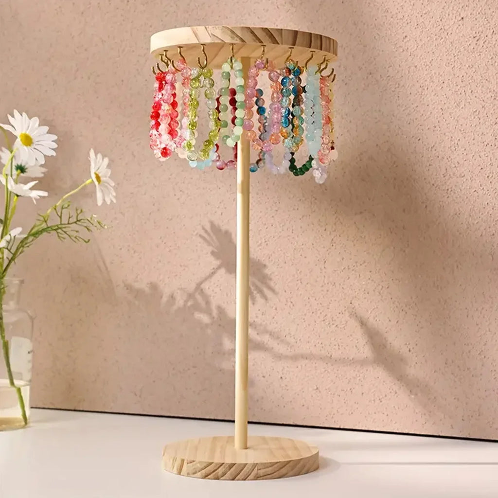 Wooden Jewelry Rack Necklace Earring Pendant Display Manager Hook
