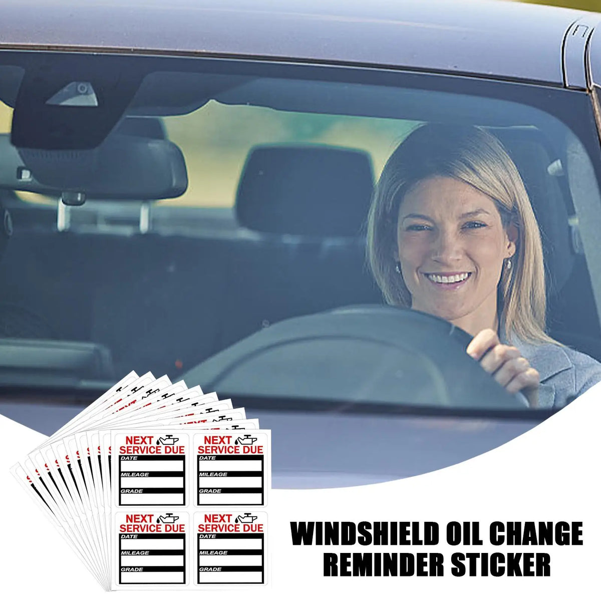 40-Pack Oil Change Reminder Stickers for Windshield | 2x2 In