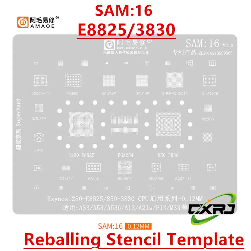 BGA Reballing Stencil Samsung A33 A53 A13 Exynos CPU RAM IC