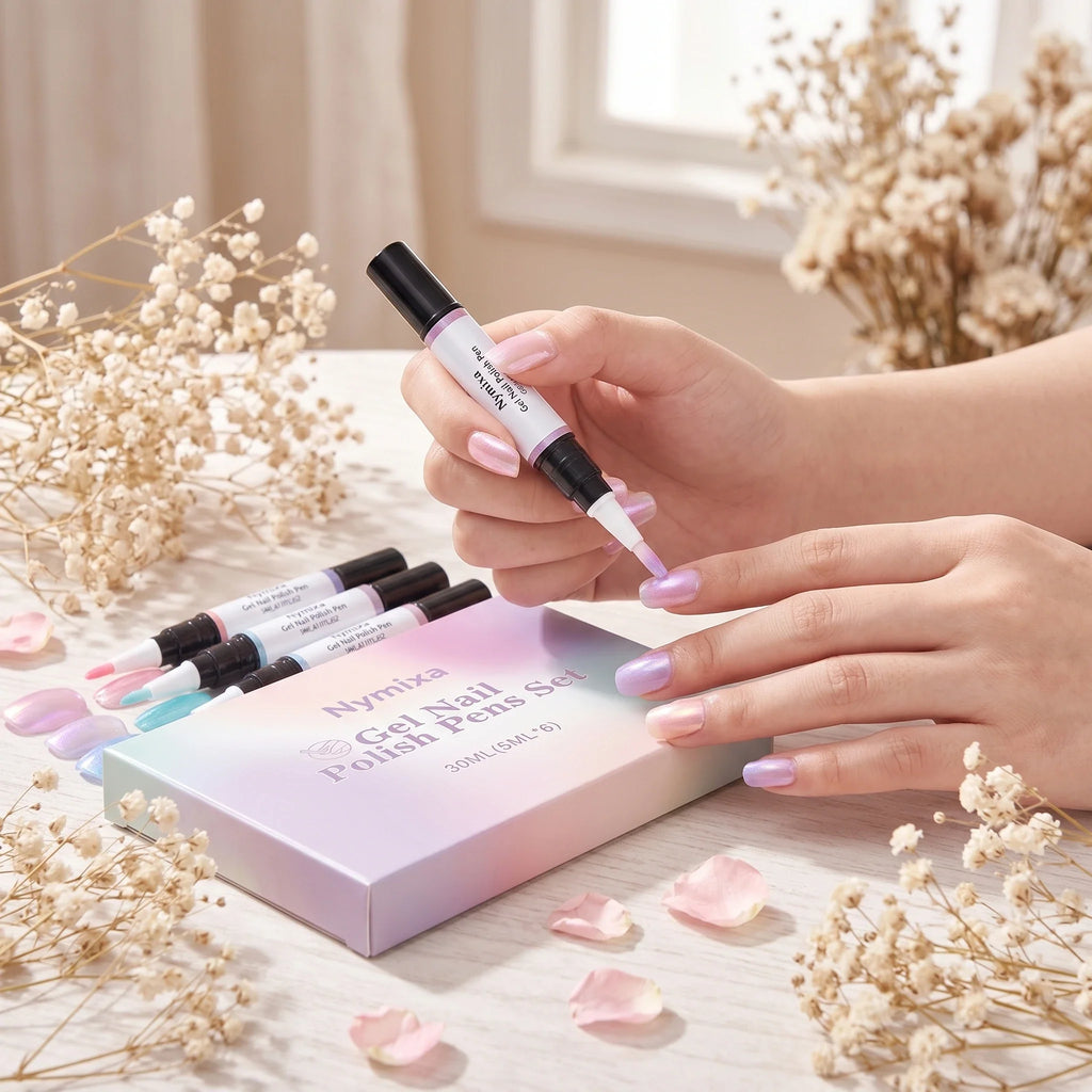 Nymixa Macaron Pearlescent Gel Nail Polish Pen Set – 6pcs DIY