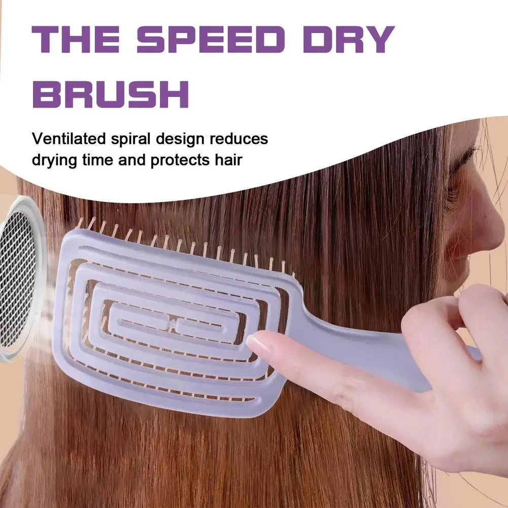 Hollow-Out Curved Detangling Brush – Scalp Massage & Volumizing