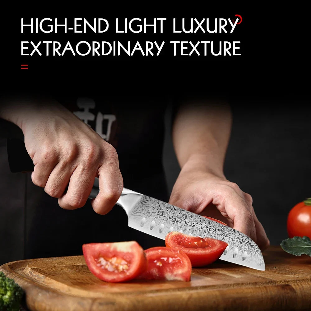 Damascus Steel Santoku Knife – Japanese Kitchen Cleaver