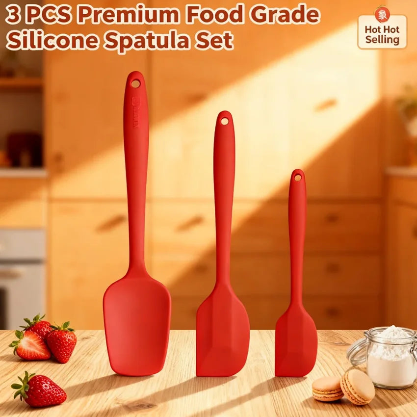 3-Piece Silicone Spatula Set – Heat-Resistant Baking Tools