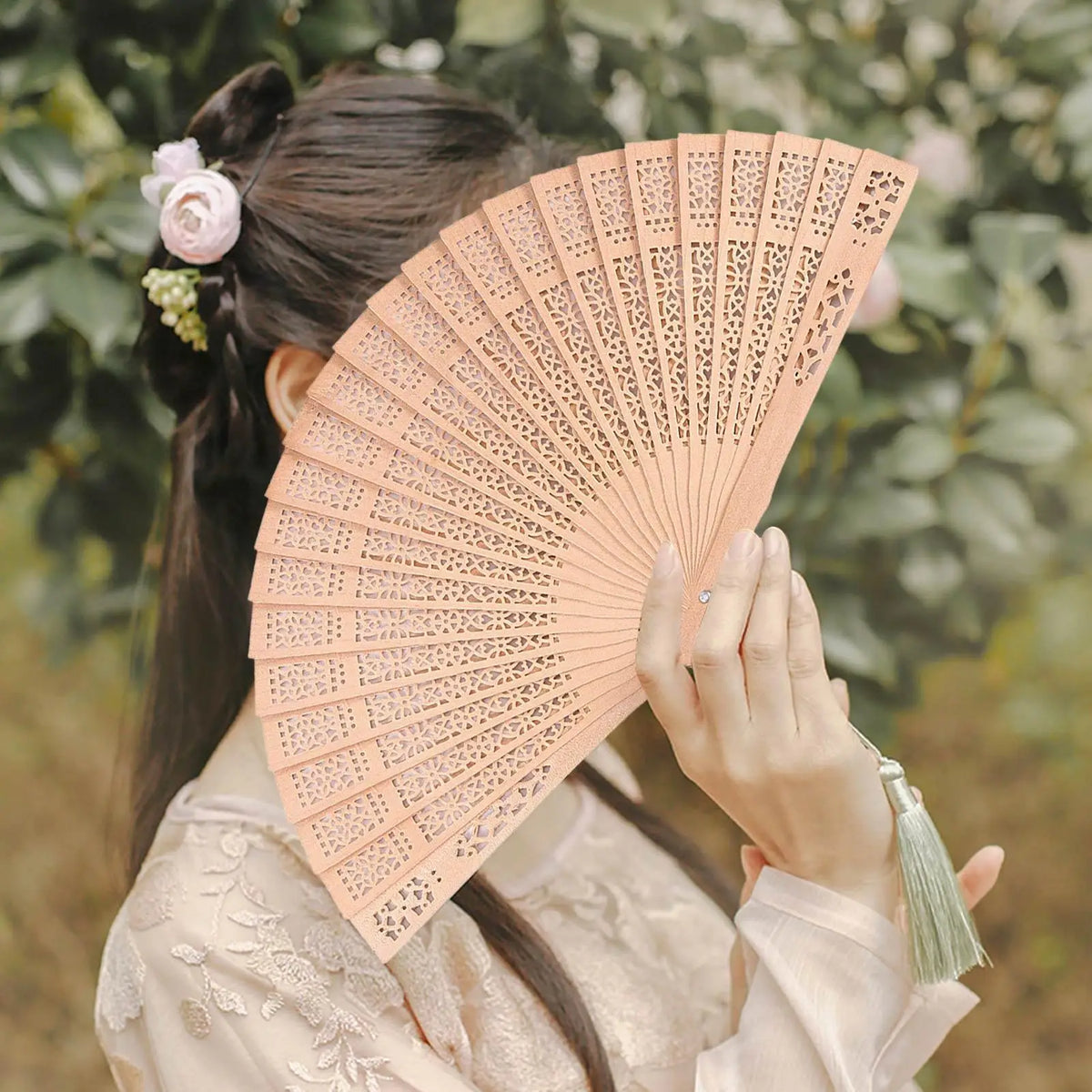 Sandalwood Folding Hand Fan – Vintage Chinese Wooden Fan