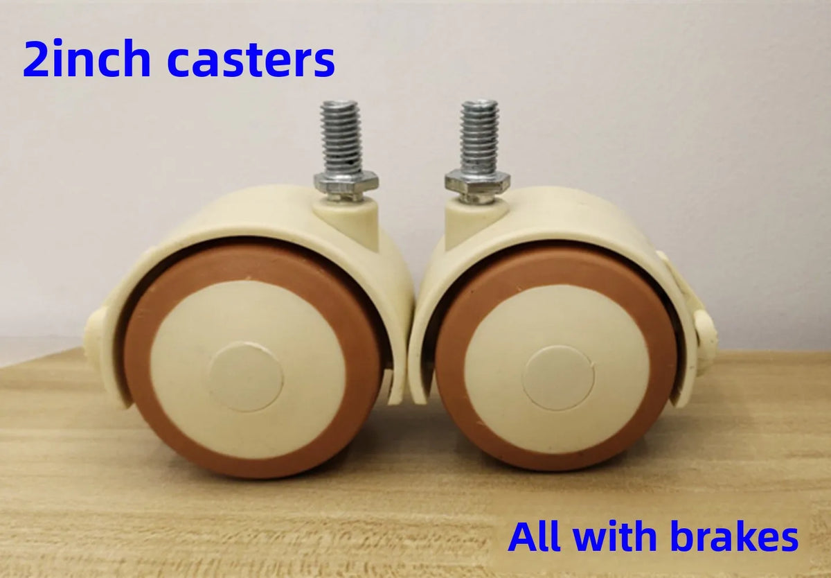 4-Pack Rubber Swivel Caster Wheels M6/M8 Stem with Locking Brake