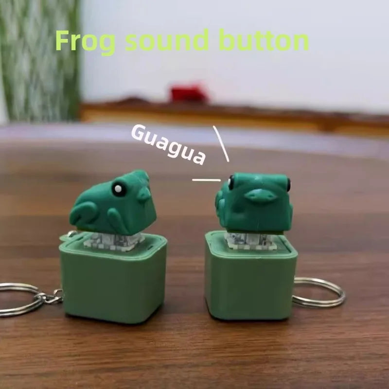 Duck & Frog Fidget Clicker Keychain Toy with LED Light