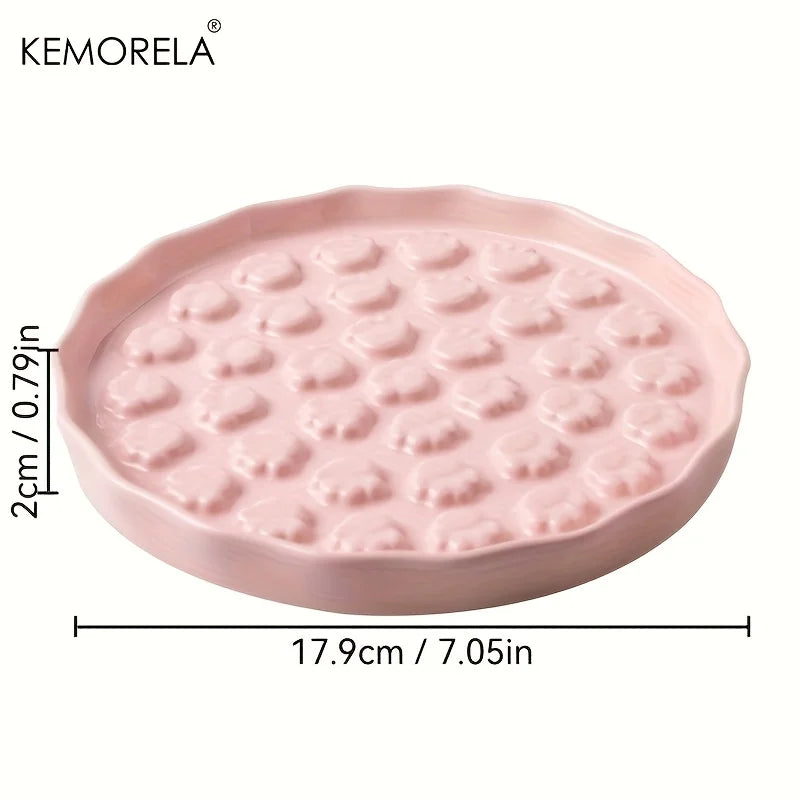 KEMORELA Ceramic Slow Feed Cat Bowl – Paw Design Pet Dish