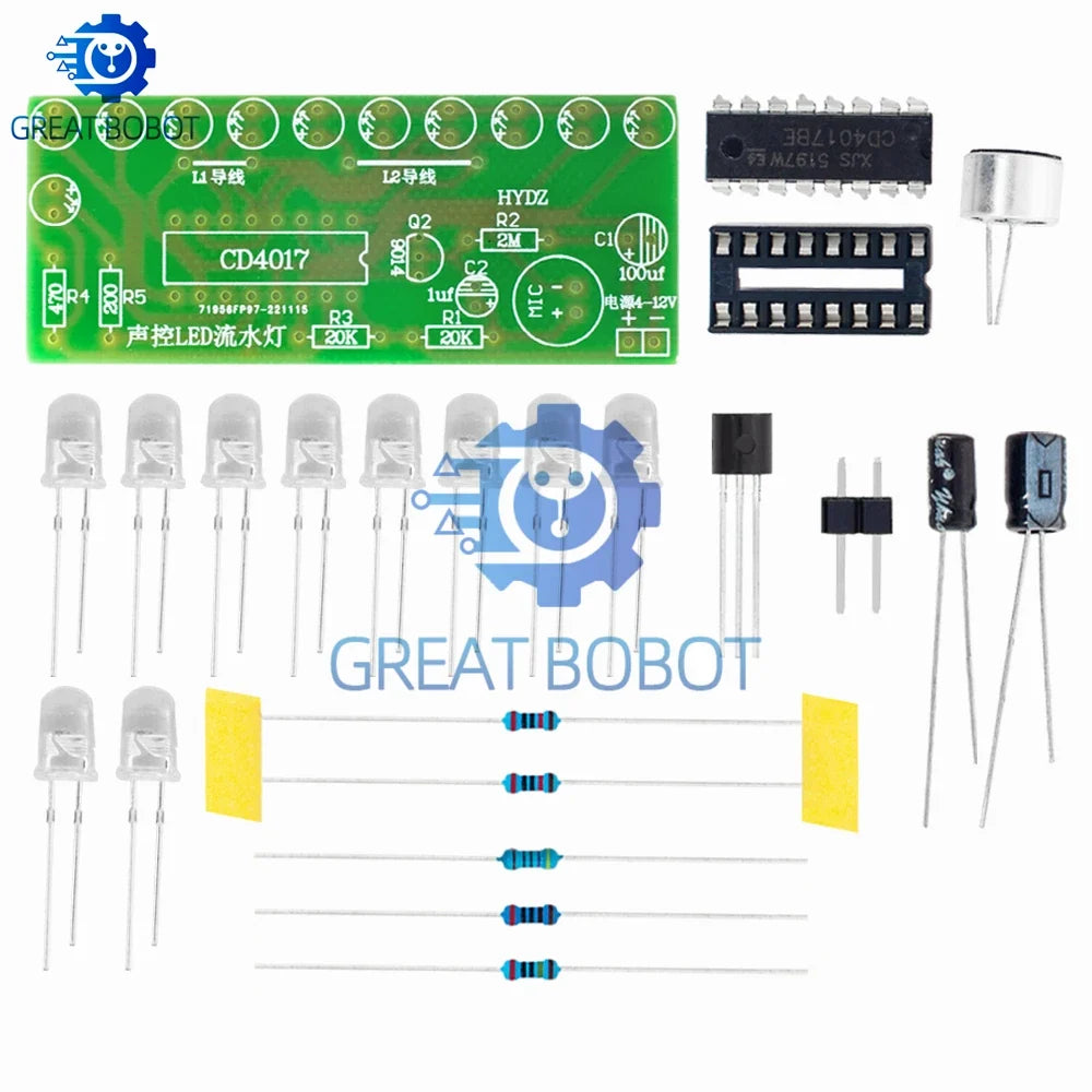 Voice-Activated LED Water Light Kit – CD4017 DIY Electronics