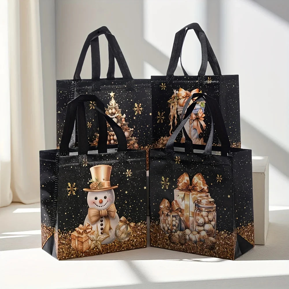 20-Pack Christmas Gift Bags – Snowman, Tree & Stocking Non-Woven