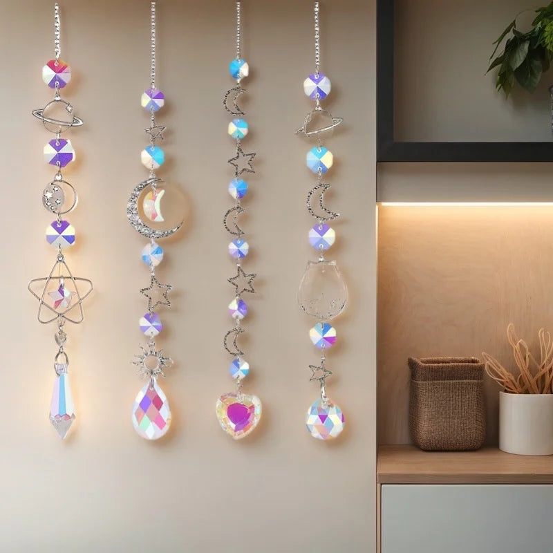 Crystal Wind Chime Love Heart Moon Sun Catcher Hanging Pendant Dream