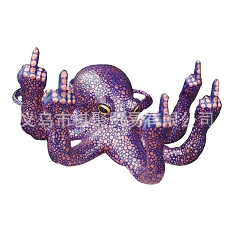 Middle Finger Octopus Resin Statue | Funny Garden & Desk Decor