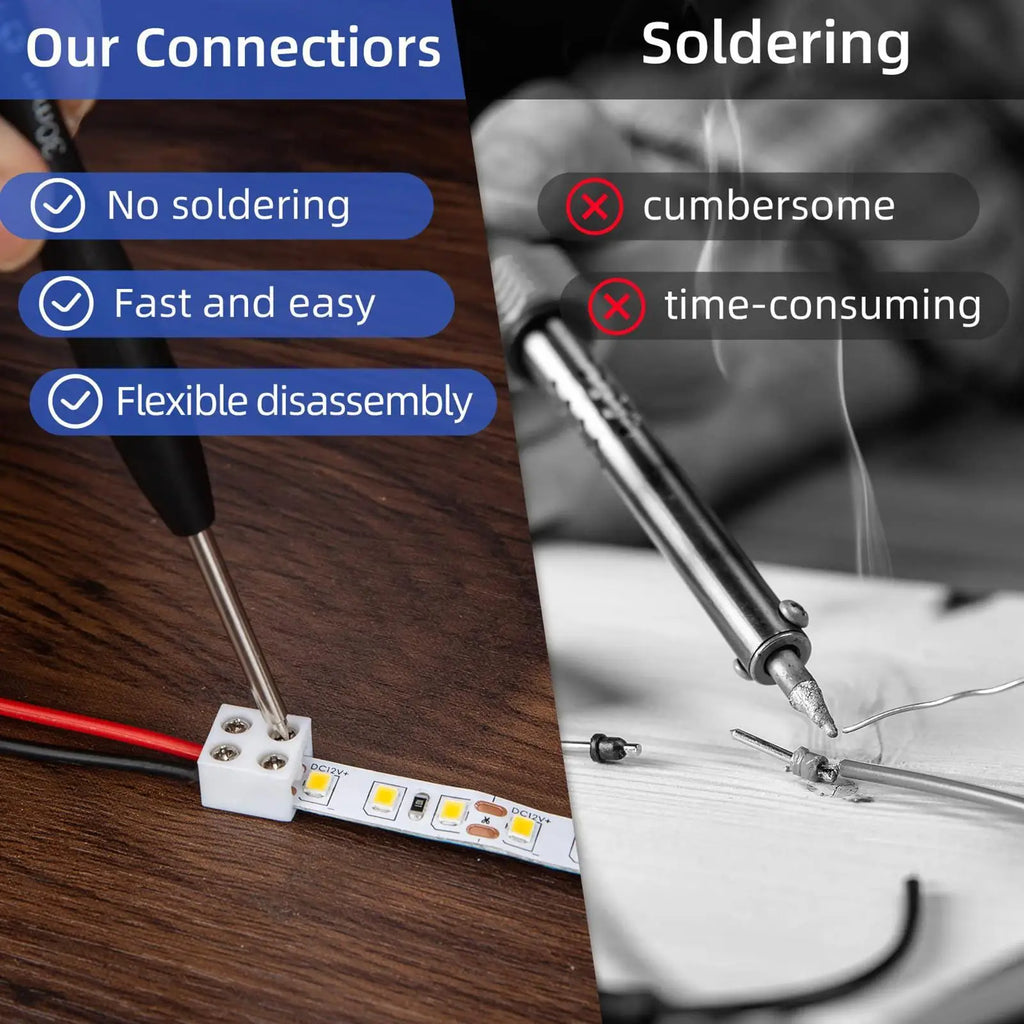 8mm LED Strip Light Connector – No-Solder Wire Adapter