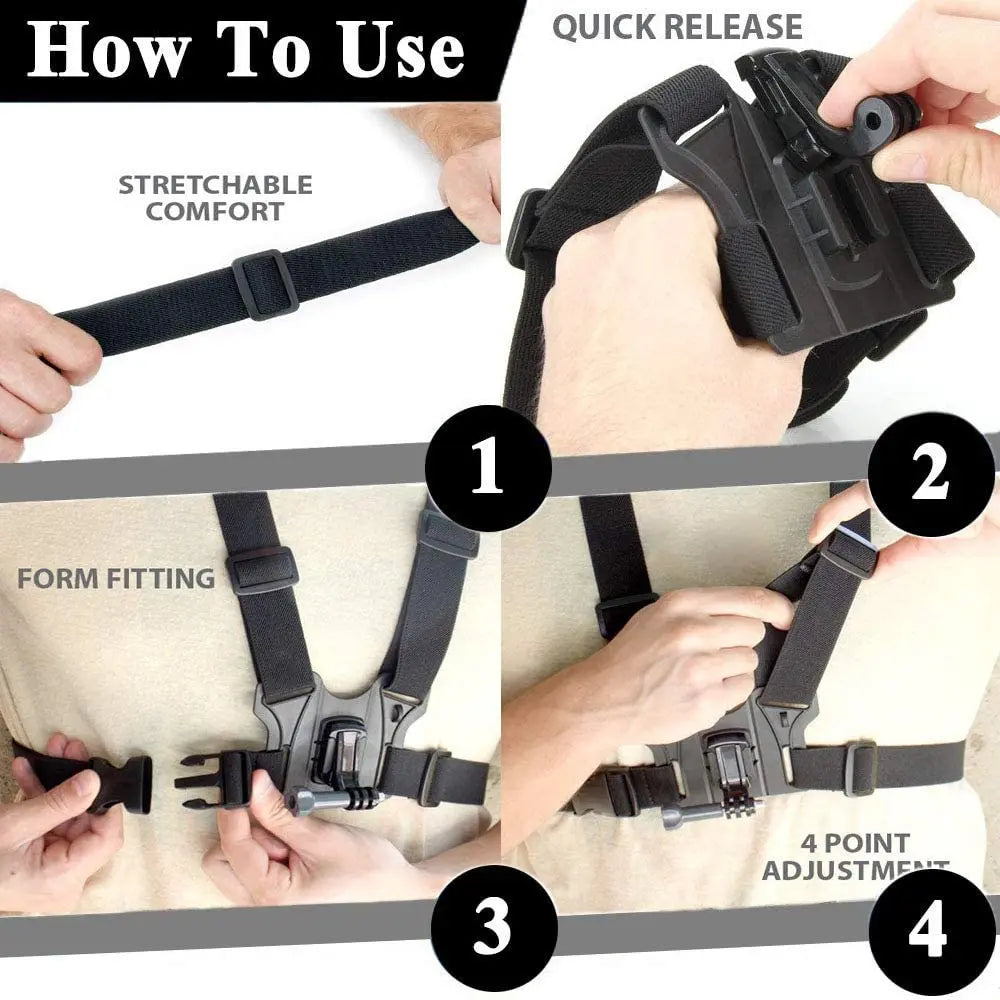 Action Camera Chest Strap Mount – GoPro & Universal Fit