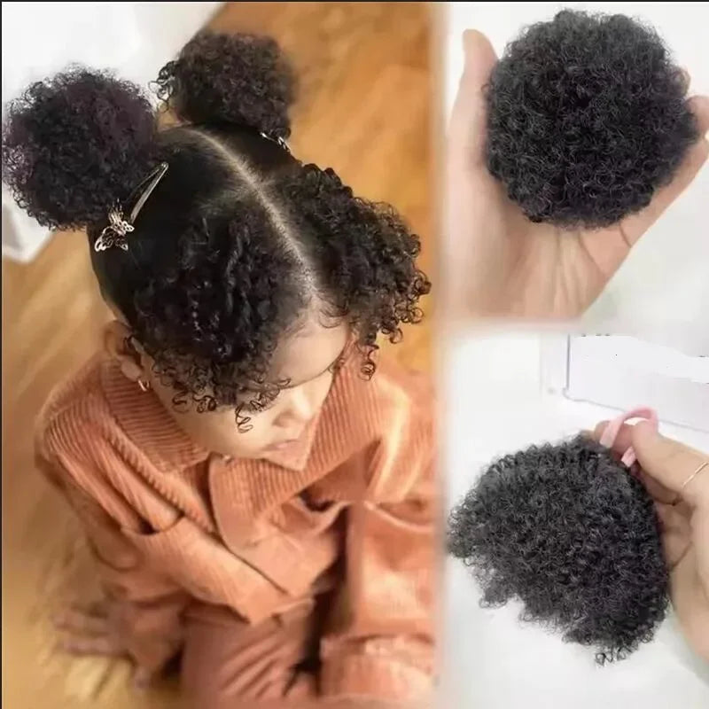 Baby Girls Afro Puff Ponytail Hair Ties – 2 Pack, 4 Inch
