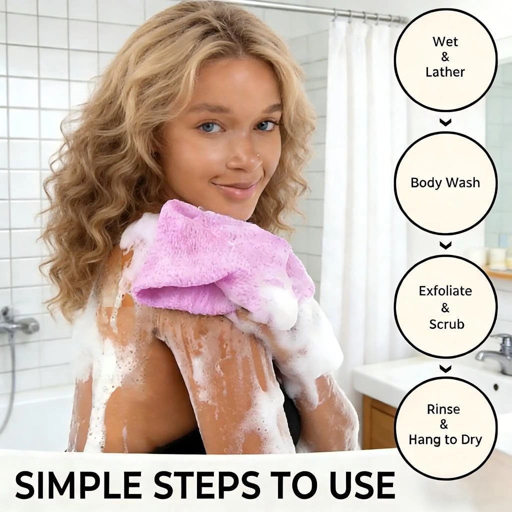 Exfoliating Body Scrub Set – African Mesh Back Scrubber & Sponge