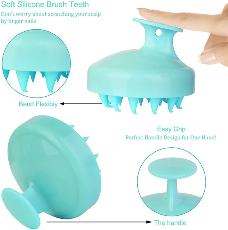 Soft Silicone Scalp Massage Shampoo Brush & Bath Comb