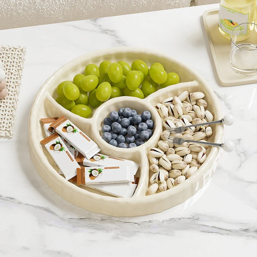 Multi-Compartment Snack & Fruit Serving Tray | Nut Candy Plate