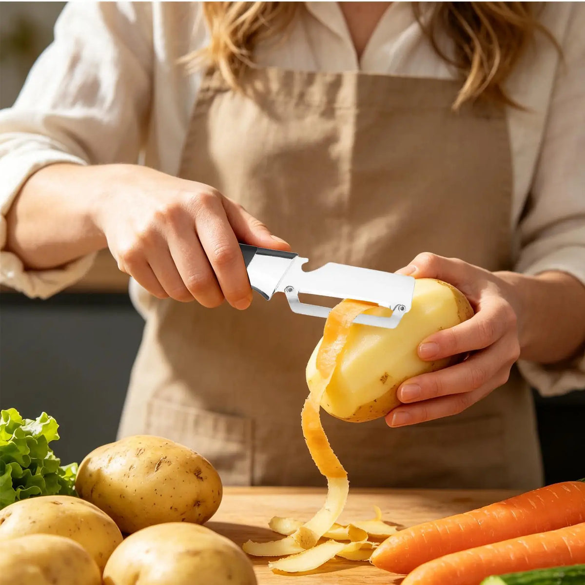 Stainless Steel Peeler Wooden Handle | Multifunctional Kitchen Tool