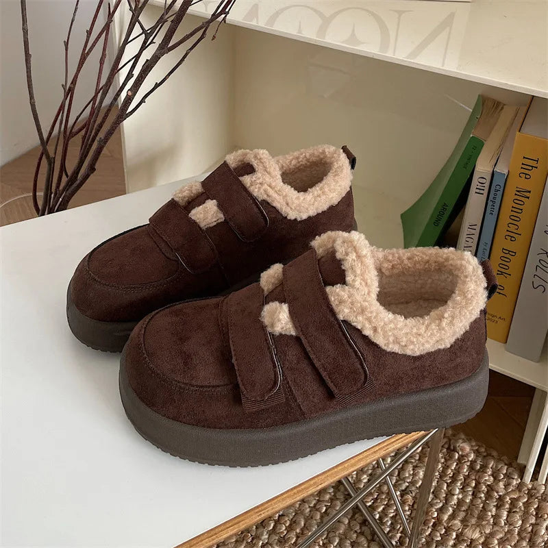 Women's Plush-Lined Faux Suede Ankle Snow Boots | Winter Flat