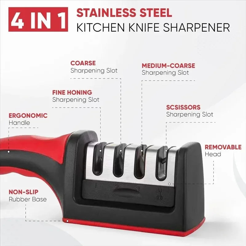 3-Slot Kitchen Knife Sharpener with Ergonomic Handle